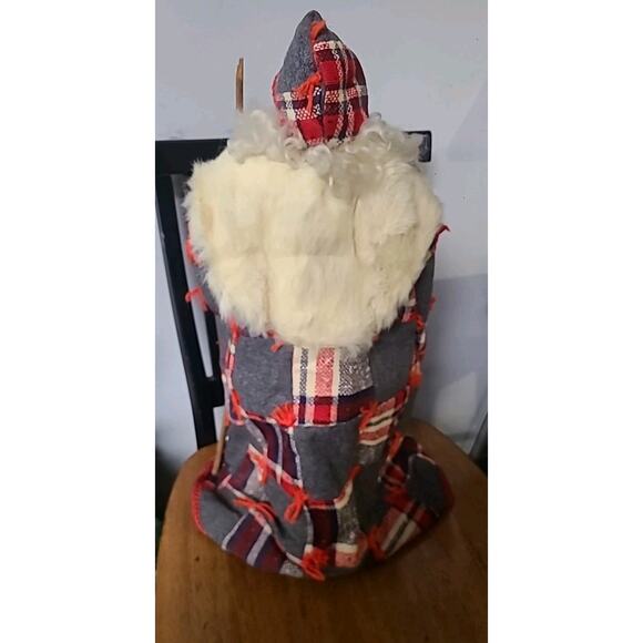 Vintage Santa Decoration Tree Topper Free Standing Gray/Red Cloak w/Wreath - Picture 5 of 9